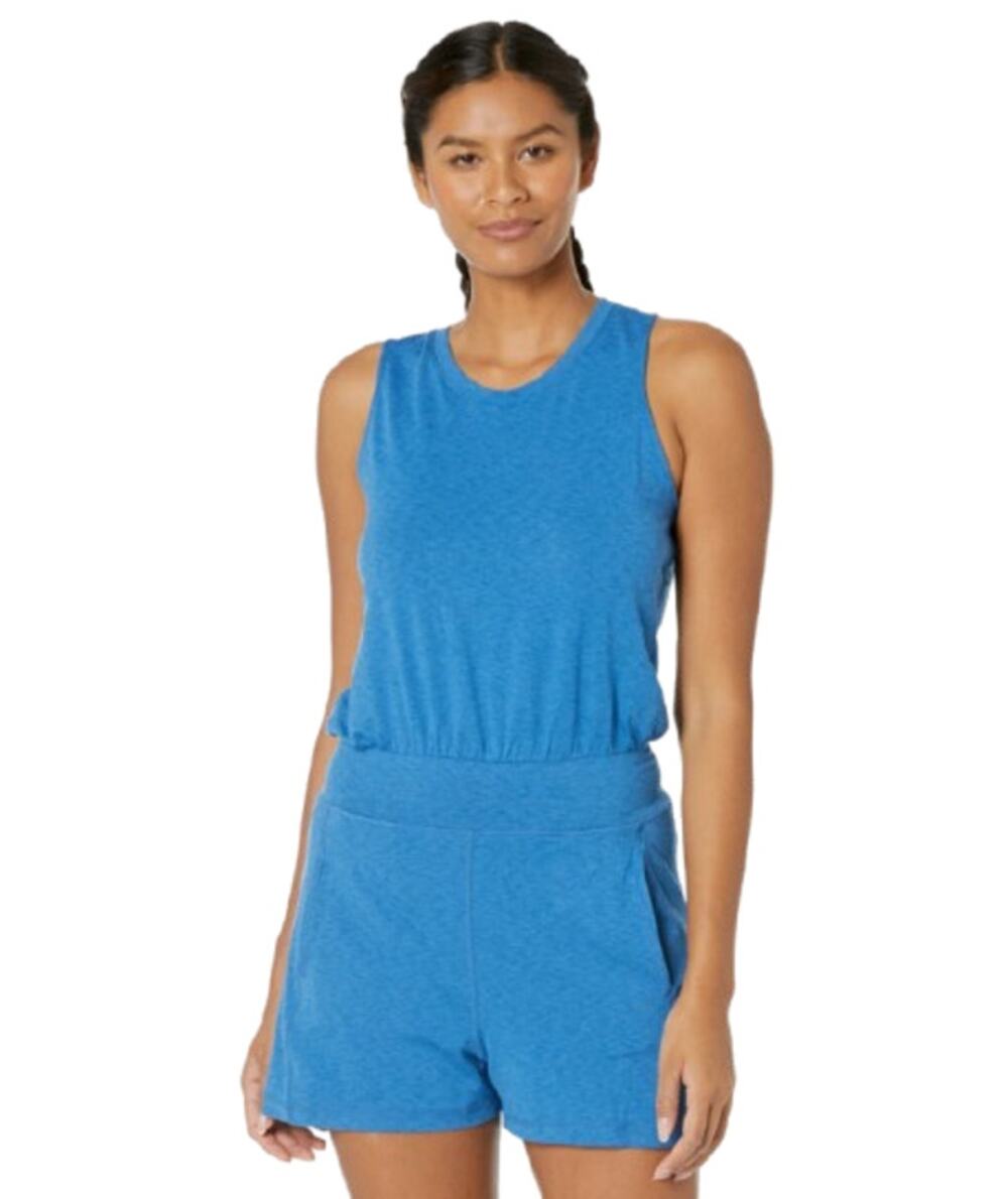 SWEATY BETTY Women's Gary Sleeveless Romper Large US 10 Oxford Blue Marl NWT